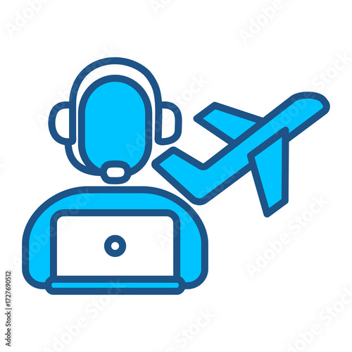 Life Support Icon In Blue Monochrome Flat Design, Vector Illustration