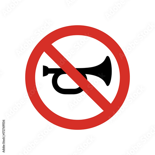 No Honking Sign Road Safety Symbol Horn Prohibition Traffic Regulations and Awareness Reminder for Quiet Zones with Clear Visual Representation
