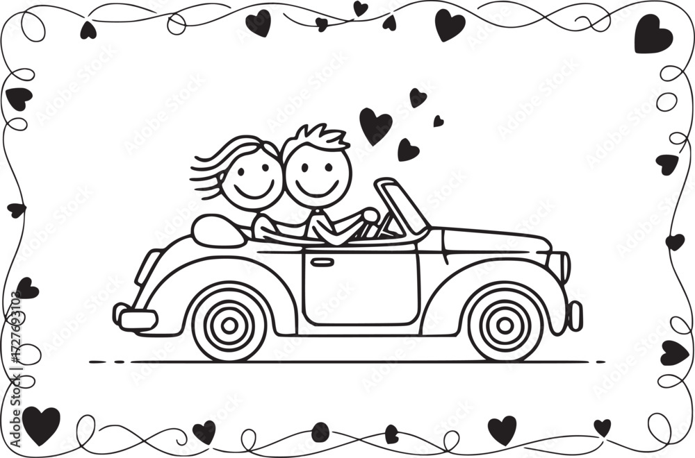 Cartoon Love Love Adventure Valentine Couple Vector Graphics
