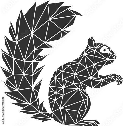 Geometric black squirrel silhouette with white outline