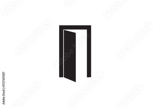 Minimalist door slightly open symbol for opportunity and new beginnings concept