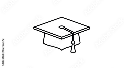Simple Line Drawing of a Graduation Cap.