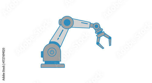 Robotic Arm Illustration with Blue and Gray Color Scheme.