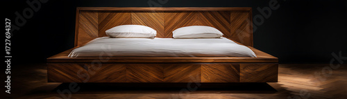 Perfectly arranged bed, wood grain pattern
