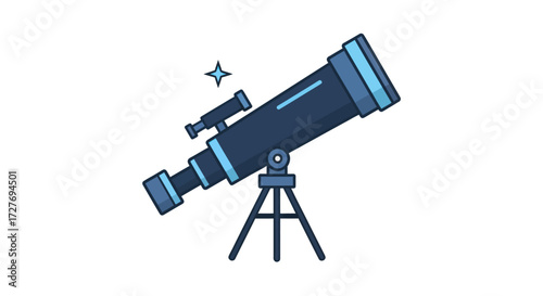 Modern Astronomical Telescope Illustration.