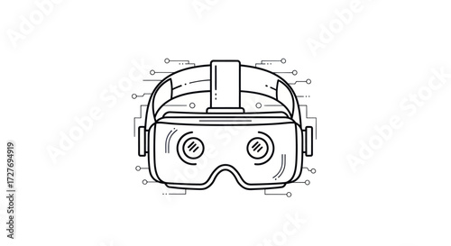 Line Drawing of a Virtual Reality Headset.