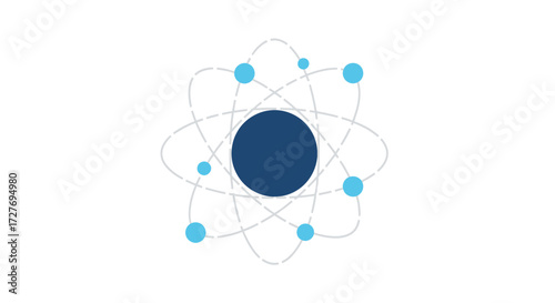 Stylized Atomic Structure with Central Nucleus and Orbiting Electrons.