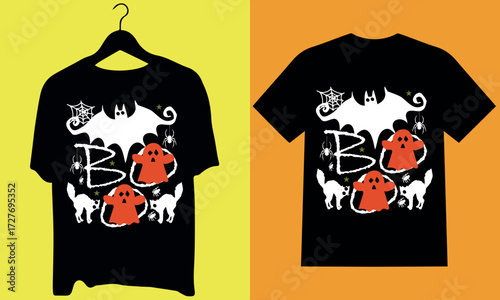 A stylish t-shirt design concept illustrating a black cotton blank t-shirt template with a vector art print for casual fashion apparel