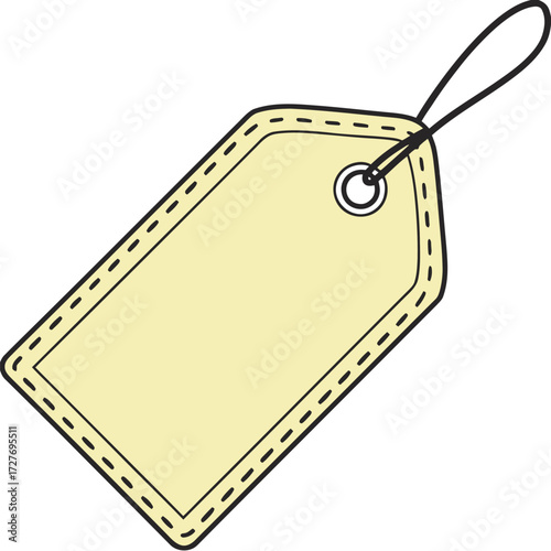 Yellow tag dashed border string vector