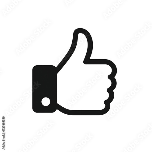 Simple outline of a thumbs up icon isolated on transparent background