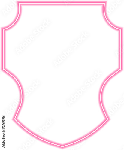 Modern shield design with bold neon contours, featuring a sleek and minimalistic geometric crest.