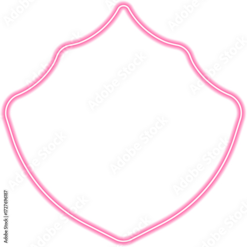 Ornate neon-outlined shield with refined curves and elegant heraldic details.