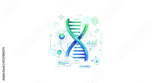 Colorful Illustration of a DNA Double Helix Structure.