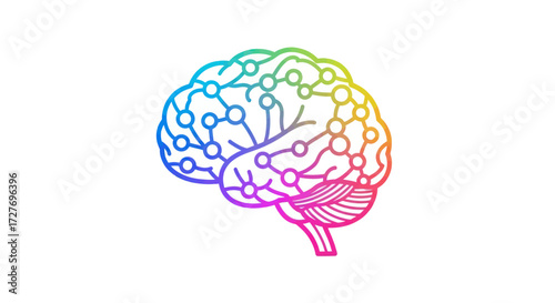 Colorful Abstract Brain Network Illustration with Neural Connections.