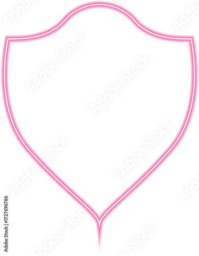 Oval-shaped shield outlined in neon red, presenting a distinguished and noble crest design.