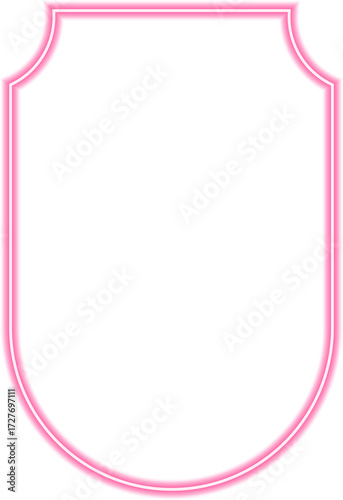 Shield featuring a streamlined armory crest design, outlined in neon red for a structured visual appeal.