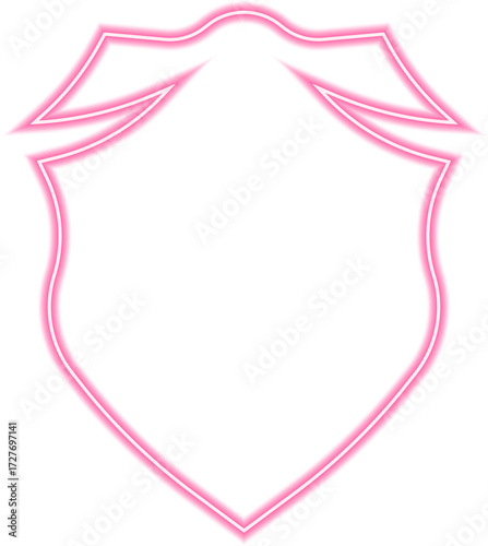 Contour of a shield with a distinct Templar cross at the center, designed in a glowing neon red outline.
