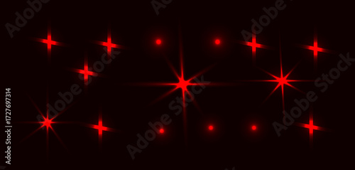 Vibrant red light flares, resembling distant digital stars, illuminate a dark abstract expanse, hinting at advanced AI visualization, dynamic energy, and futuristic glow.