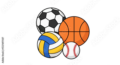 Collection of Four Distinct Sports Balls for Athletic Play.