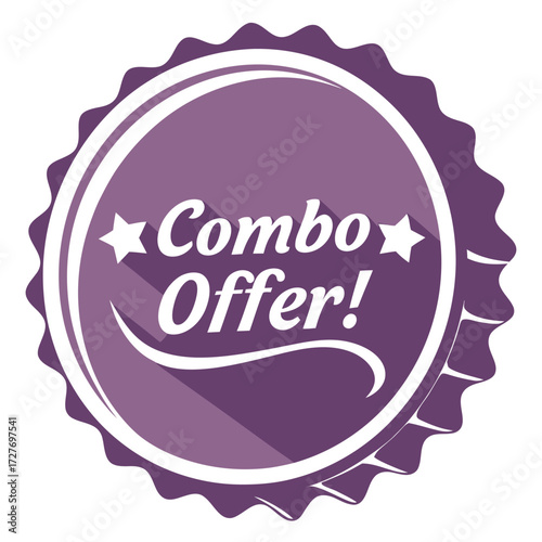 Purple circular badge with white combo offer text vector