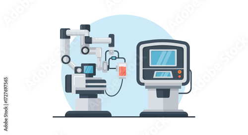 Modern Ophthalmology Equipment: Slit Lamp and Diagnostic Monitor.