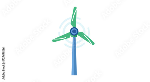 Stylized Green and Blue Wind Turbine for Renewable Energy.