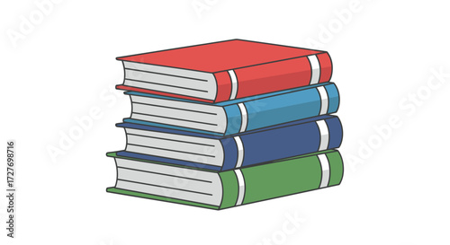 Stack of Colorful Books Ready for Reading.