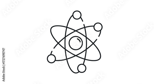 Simple Line Drawing of an Atom Model.