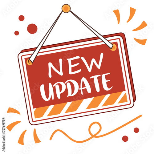 Hanging red sign white text vector