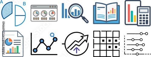 Collection of Business Charts, Analytics, Data Monitoring and Financial Analysis Icons