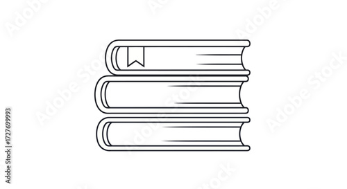 Stack of three outline books with a bookmark.