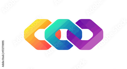 Abstract Colorful Interlocking Hexagon Chain Logo.