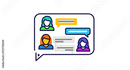 Digital Communication and Social Interaction Icon with Chat Bubbles.