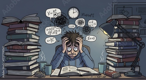 Stressed Student Studying. (7)