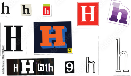 Collection of the letter H in various fonts, styles, and sizes, showcasing its versatility and visual appeal in graphic design