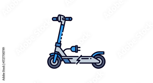 Modern Electric Scooter with Detachable Battery and Blue Accents.