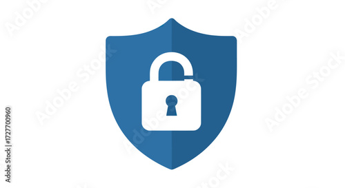 Blue Shield Icon with White Padlock Symbolizing Security.