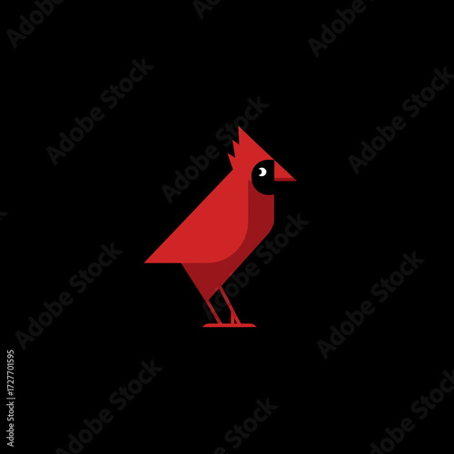 Simple red bird illustration on black background