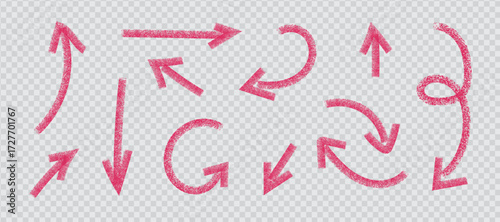 Set of pink arrows with different directions