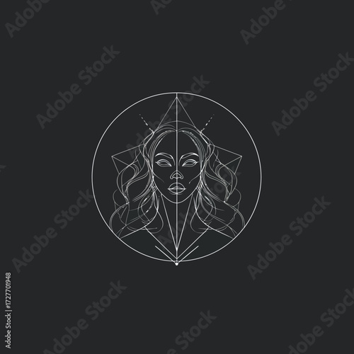 Half faced woman with geometric patterns
