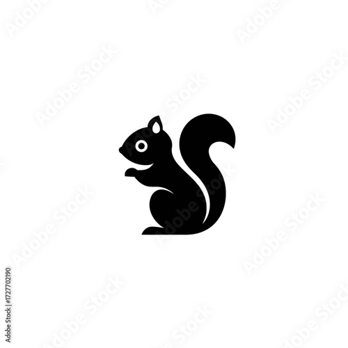 Simple black silhouette of a squirrel