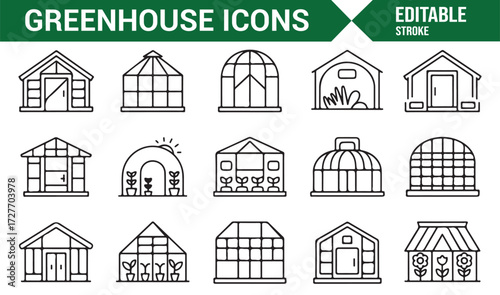 Greenhouse vector illustrations of crop shelters and eco growing spaces