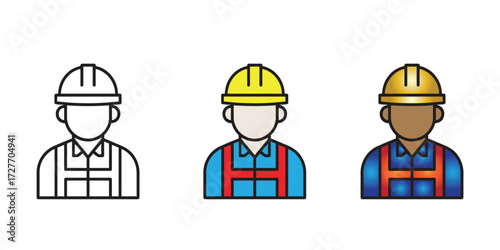 Construction Worker Icon Set. Adobe Illustration.