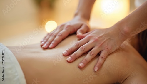 Wallpaper Mural Pro hands give relaxing back massage in dimly lit spa salon. Therapist uses oil for therapeutic touch, promoting wellness and stress relief. Soft bokeh background. Torontodigital.ca