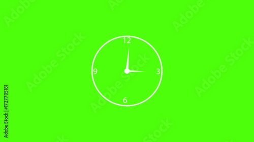 Analog Clock Showing Time at 7:18 on Green Background – 2D Illustration.