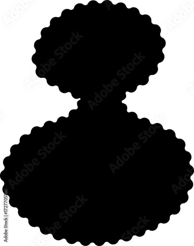 Abstract black shape resembling an hourglass, with smooth, flowing contours and a wavy border.