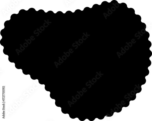 Abstract black shape with continuous smooth curves, forming a fluid and organic structure with a wavy outline.