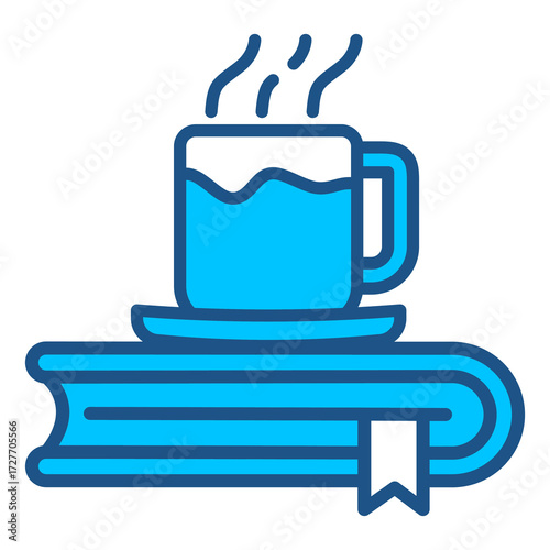 Coffee Mug Icon In Blue Monochrome Flat Design, Vector Illustration