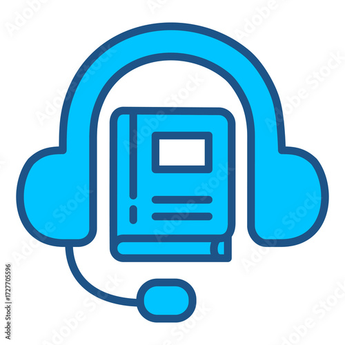 Podcast Icon In Blue Monochrome Flat Design, Vector Illustration