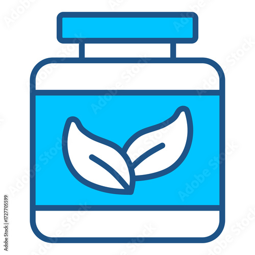 Herbal Treatment Icon In Blue Monochrome Flat Design, Vector Illustration